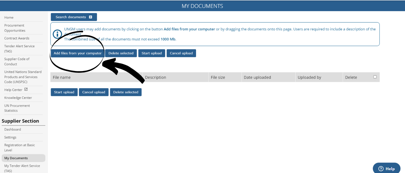 How to upload documents in UNGM? UNGM Help Center